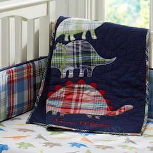 Pottery Barn Madras Dinosaur crip/ toddler bedding